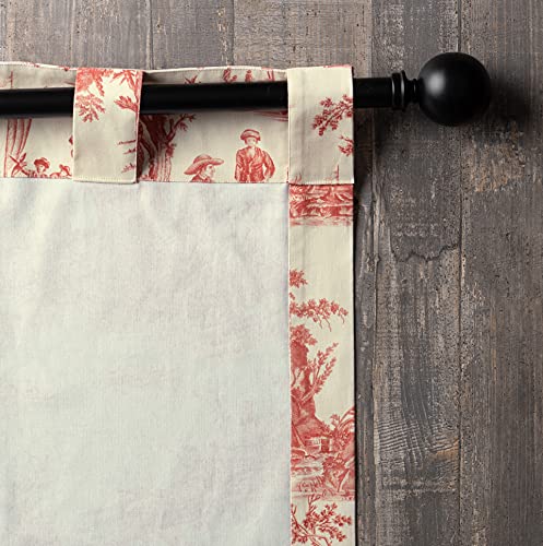 Image of Maison d' Hermine Curtains for Living Room 100% Cotton 50 inchx84 inch (Pack of 1) | 84 inches long Light Filtering Toile Curtains for Windows with Rod and Loop Pockets - Calais - Cardinal