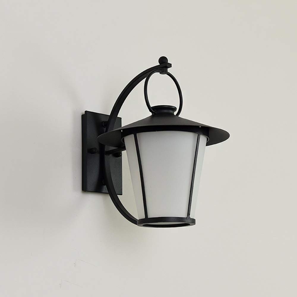HXYSXHJUO LED Porch Wall Light Waterproof Cylindrical Aluminum Sconces for Exterior Outside Balcony Gate Street E27 Lamps Patio House Black Glass Lantern Outdoor Lighting