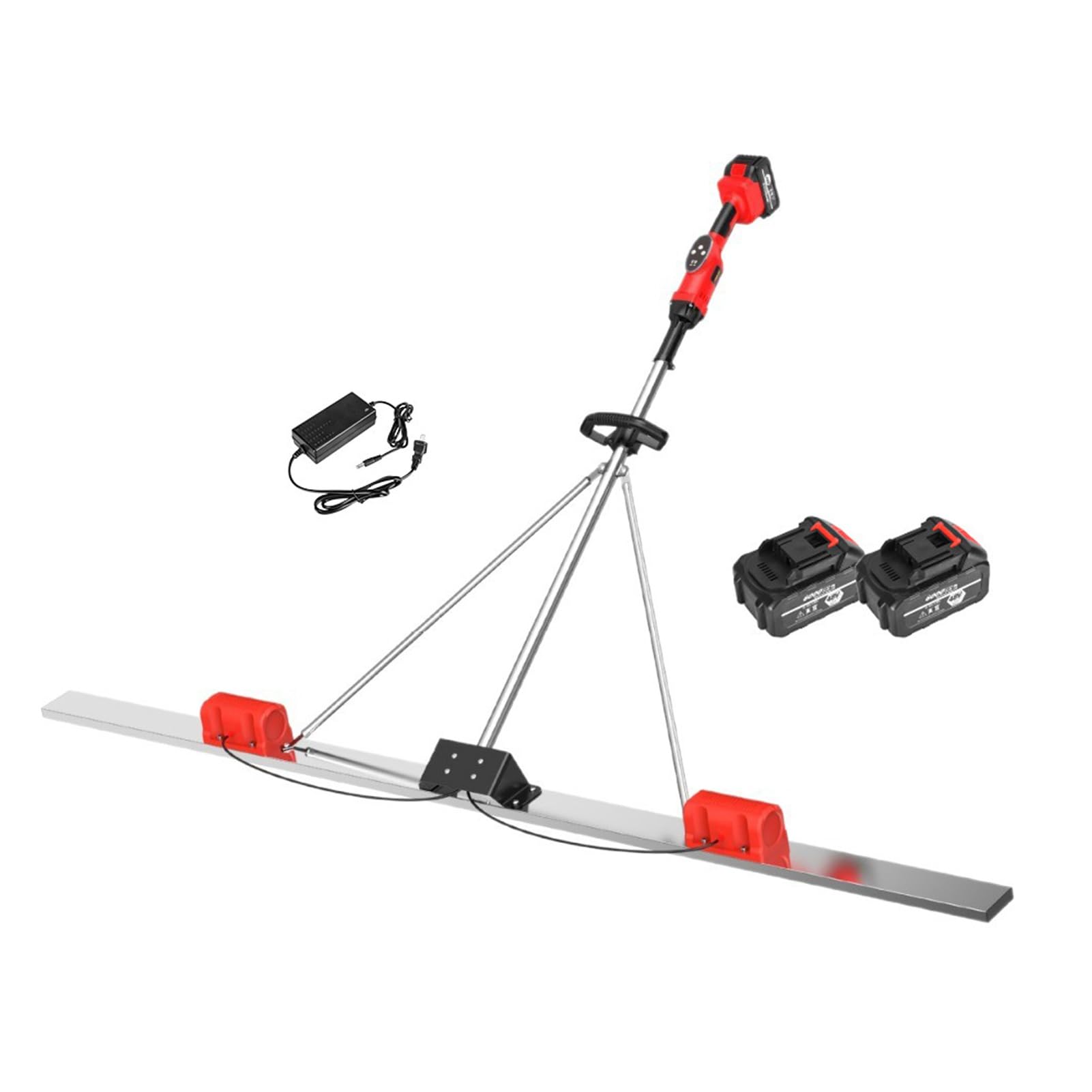 Power Screed for Concrete，Cordless 48V Brushless Motor Smoothing Tool，9-Speed Adjustable Vibration，1.5m Stainless Steel Board，Professional Construction Leveler(1.8m)