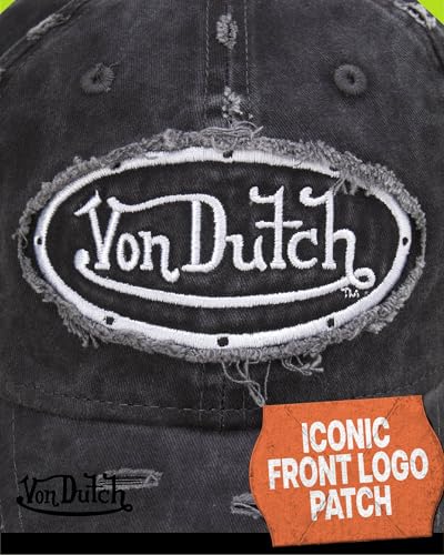 Image of Von Dutch Men & Womens Baseball Caps - Breathable Adjustable Snapback Soft Cotton Canvas Curved Brim Vintage Hat