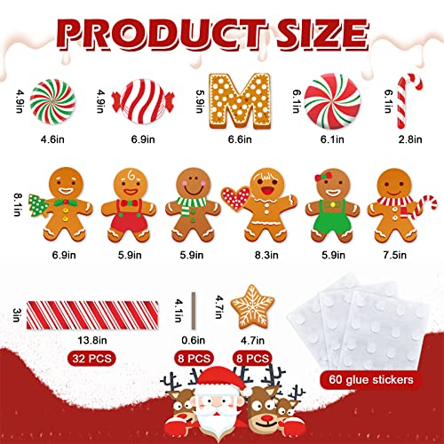 Image of Whaline Christmas Gingerbread Bulletin Board Decorations Set Gingerbread Man Candy Cane Cutouts Merry Christmas Cutouts Cute Classroom Decor for Xmas Winter Holiday School Home Wall, 76Pcs