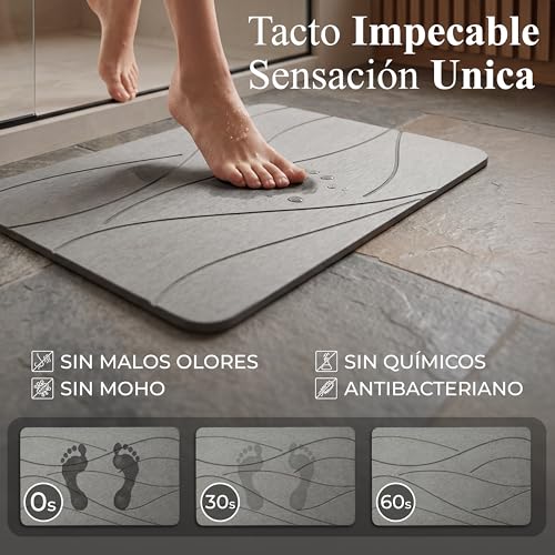 Alfombrilla diatomita de baño 60x40 SOFBON con acabado premium 5