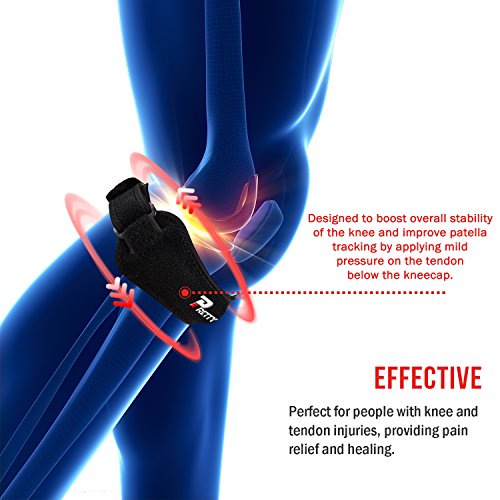 PrettyCare Knee Support Patella Strap (Unique Silicon Material with 2 Pack by Fully Adjustable Tendon Brace Band Pad - Pain Relief for Running, Arthritis, Jumper, Tennis, Basketball, Tendonitis