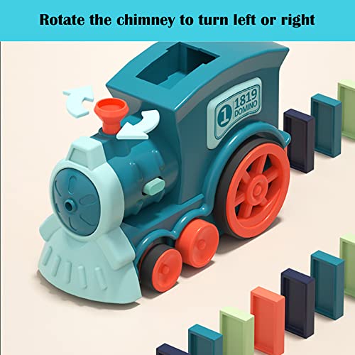 Gooduping Automatic Domino Train Toy Set, Domino Blocks Set, Creative Domino Game Toy For Kids Boys And Girls Age 3-12. (Blue, 60 Dominoes) #TOP2