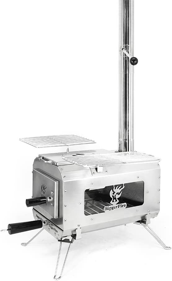 BiggerFire Camp Tent Stove 304 Stainless Steel Portable Wood Burning