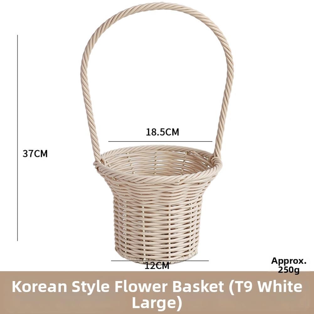 Cesta de para pascua de Rafia Colorida Hecha a Mano - para decoración para festiva con Asa para y Dulces - 25x17x32cm(E)