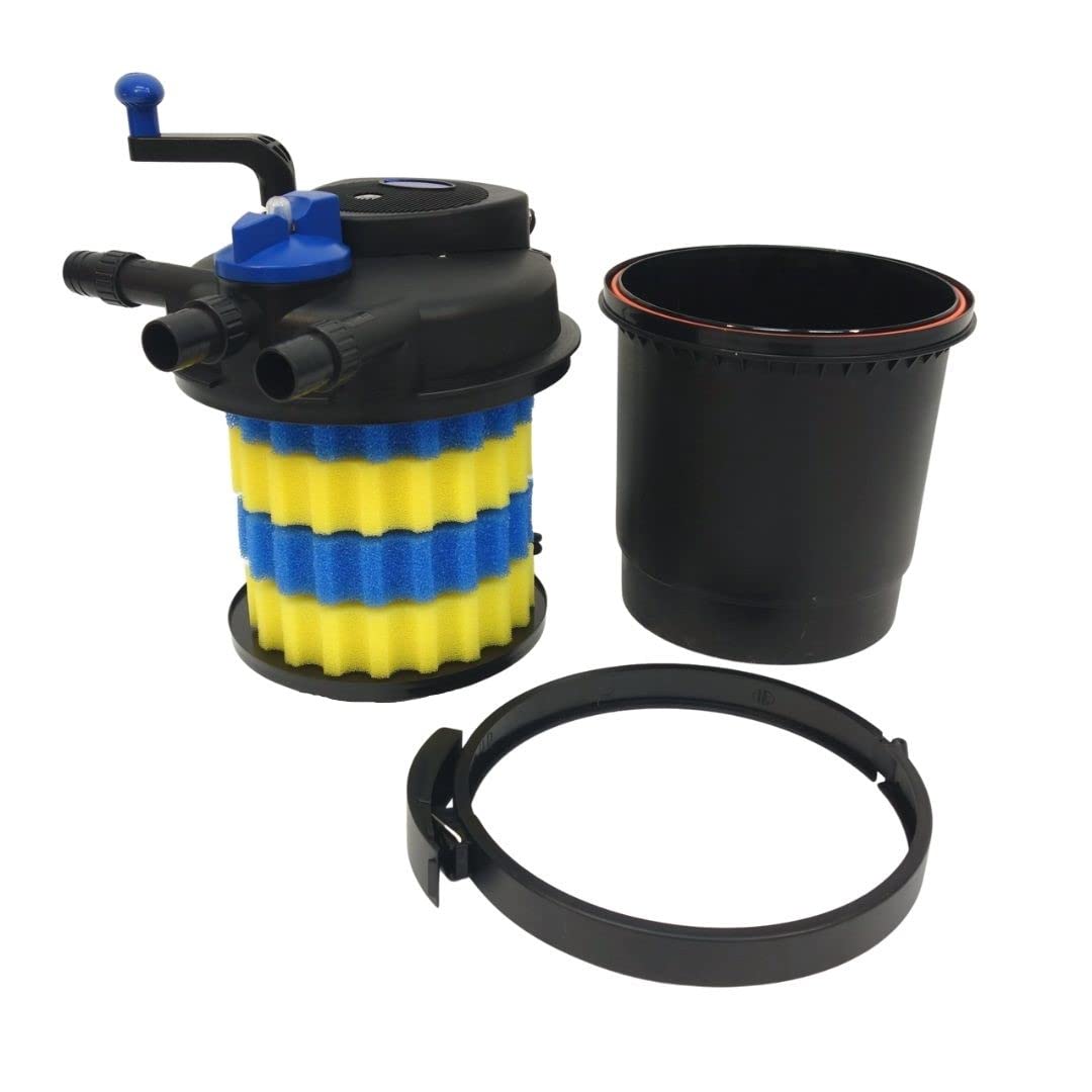 AquaOne Druckteichfilter CPF-2500 I Teichfilter für Teiche bis 6.000 Liter I Bio Teich Filter inkl.11 Watt UVC Klärer mit Kurbelreinigung I schwebealgenfreies klares Wasser