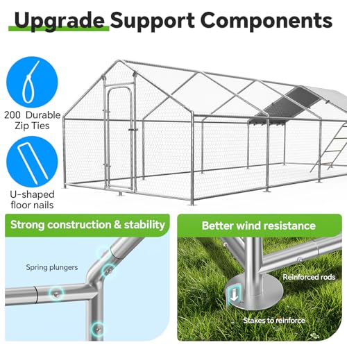 Image of 26.3x9.7 FT Extra Large Metal Chicken Coop, Walk-in Poultry Run