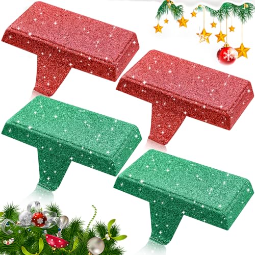 GoClimber Christmas Stocking Holders for Mantle Set of 4, Weighted Stocking Holder Fireplace Stocking Hangers for Xmas Holiday Party Decoration
