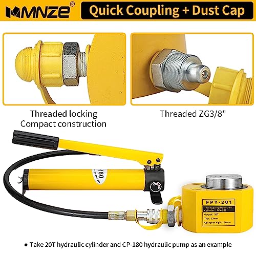 Image of 20T 13mm /0.51 inch Stroke Hydraulic Cylinder Jack Sets Mini Hydraulic Ram Jack Porta Power Kits Retract Automatically Split Hydraulic Single Acting Lifting Cylinders with CP-180 Hydraulic Hand Pump