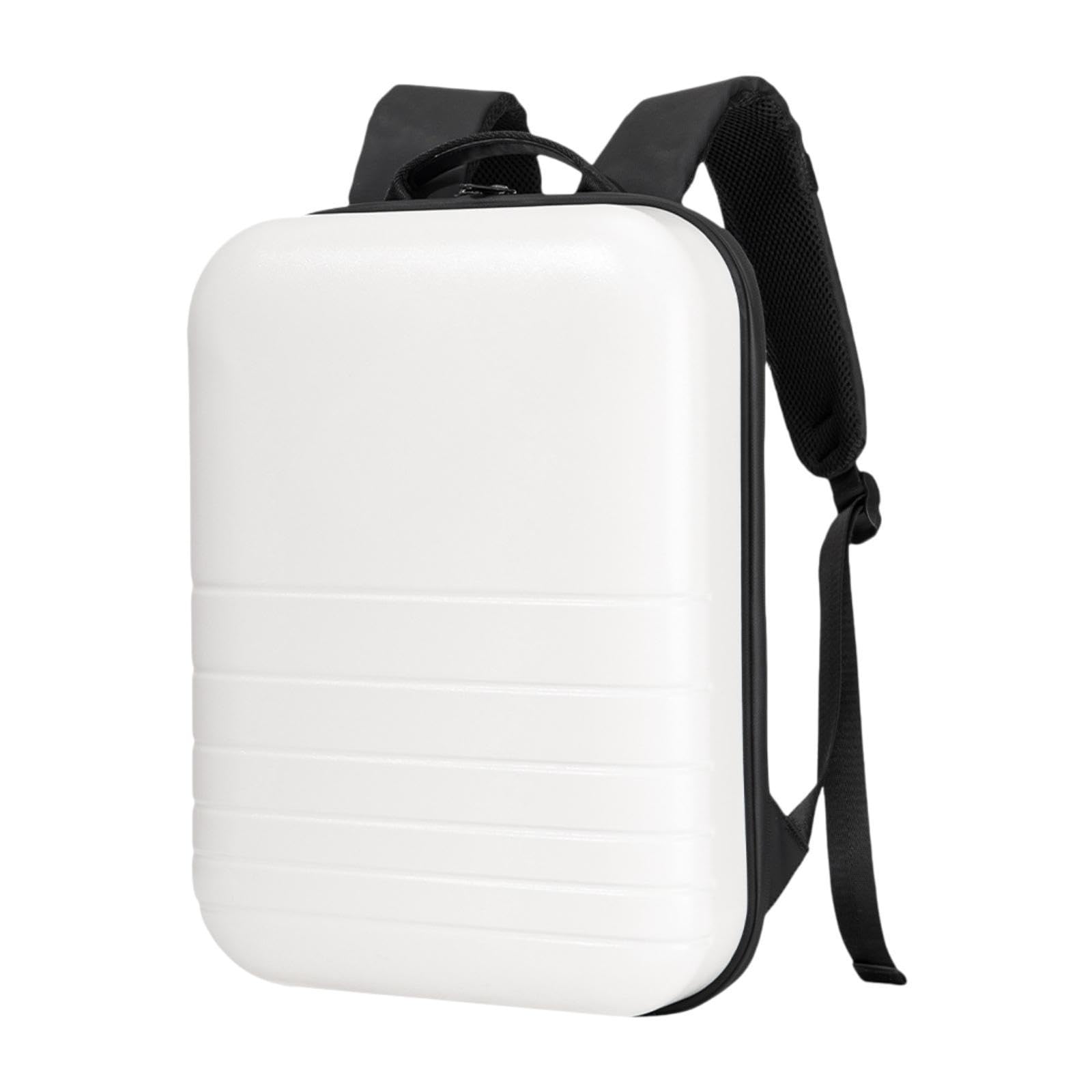 Milageto Mochila para Portátil Mochila Laptop Mochila Ordenador Bolsa de Viaje Mochila Escolar Carcasa Rígida de PC Y PU Impermeable con Correa para Equipaje a, Blanco
