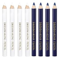 8pcs Fabric Markers for Sewing, Water Soluble Sewing Fabric Pencils with Tip Caps Tailors Chalk Tracing Tools for Quilting Tailoring Embroidery Dressmakers DIY Crafts (Blue, White)