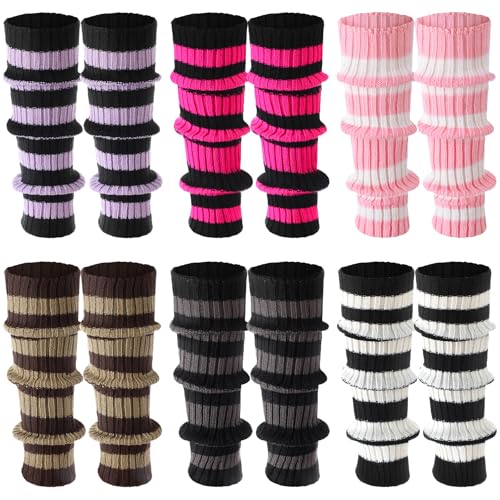 Image of Sintege 6 Pairs Kawaii Leg Warmers Japanese Style Knitted Loose Socks Leg Warmers for Girls Women Lolita Costume School