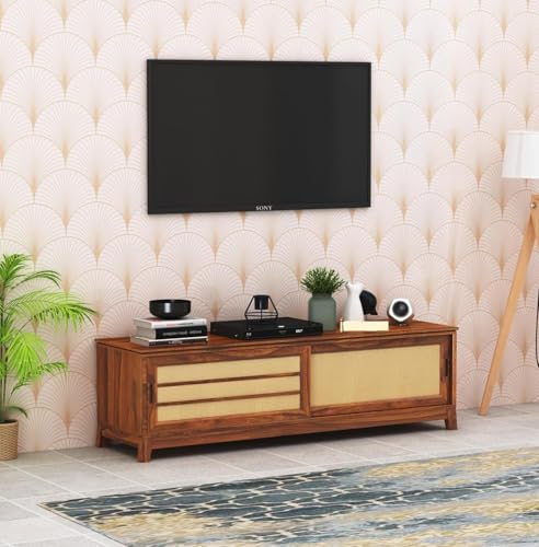 Image of Solid Rosewood Sheehsam TV Entertainment Unit| TV Stand Table| Sideboard Cabinet| Wooen TV Cabinet with Storage for Living Room & Office -Teak1