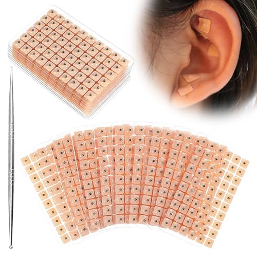 AYVRUOP 600 Unids Acupuncture Semillas de Oreja,pegatinas orejas,bastoncillos oidos,semillas de acupresión para orejas,semillas de oído con 1 agujas acupuntura,pointer fisioterapia