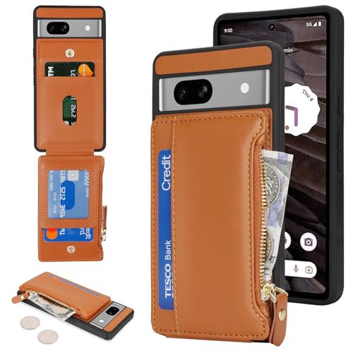 Image of Cavor for Google Pixel 7a Case Wallet with Card Holder, Brown