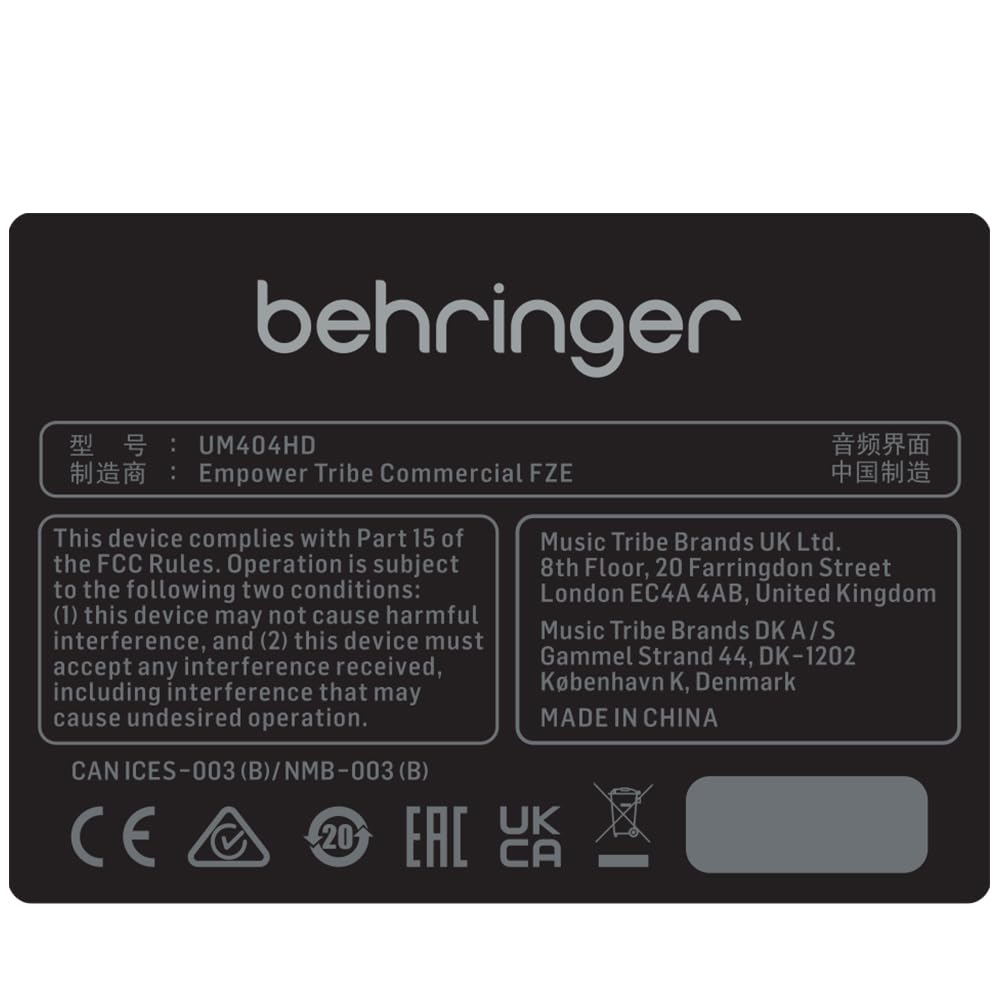 Amazon.com: Behringer U-PHORIA UMC404HD Audiophile 4x4, 24-Bit/192