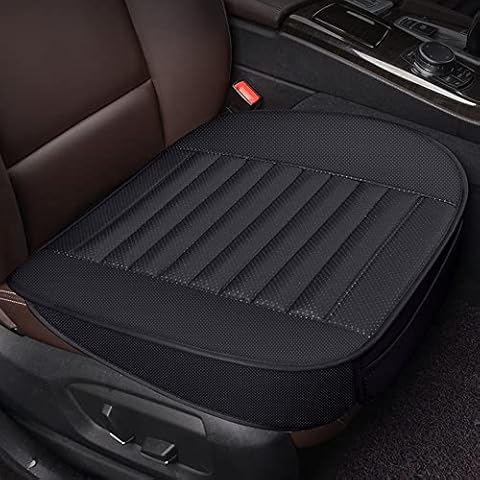 Aotiyer 2PCS Luxury PU Leather Car Seat Cover Automotive Front Seat Protector Front Bottom Seat Cushion Pad Mat with Storage Pocket Fits 95% of Vehicles - 1 Piece, Black Cover