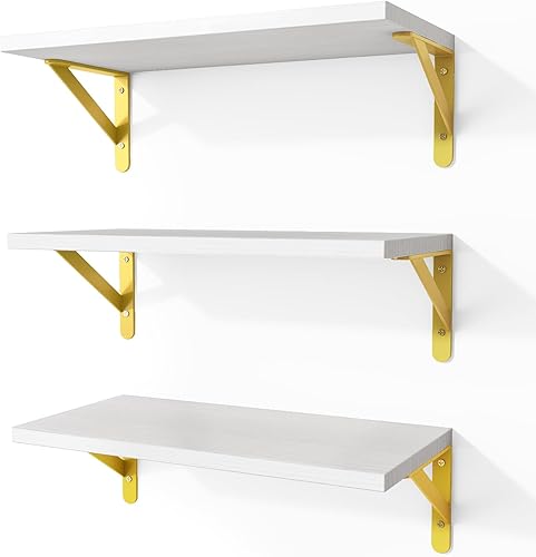 Miniatura 8 de Fixwal Estantes flotantes para pared, estantes de madera montados en la pared para dormitorio, baño, sala de estar, almacenamiento y decoración de