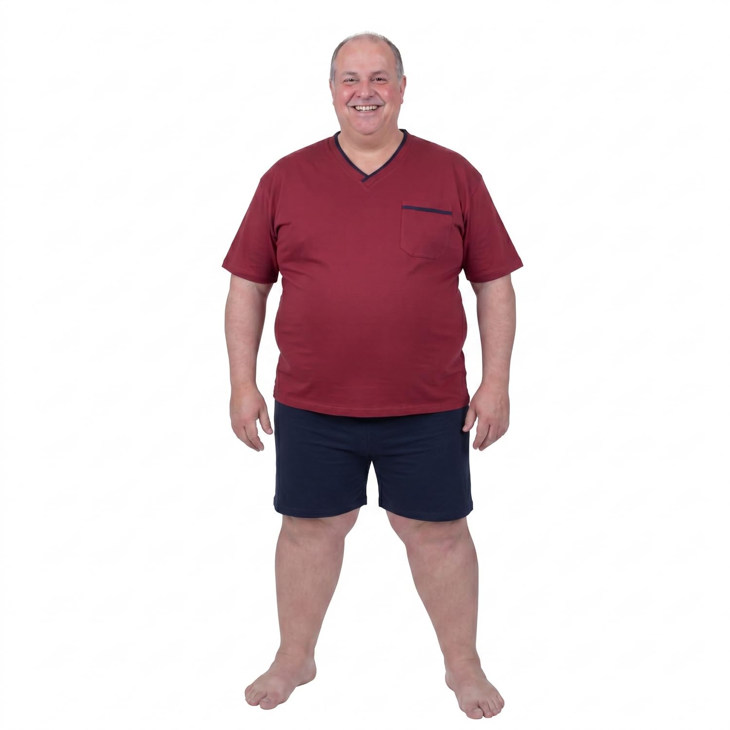 ADAMO Men's pyjamas short sleeve from Oversizes XXL - 10XL Wine Red