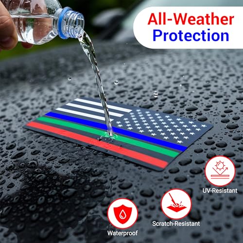 Image of Police Firefighter Military Vinyl Flag Stickers, Car Decals, Waterproof Indoor Outdoor, Laptop Stickers, Car Bumper, Flag, 5 x 3 Inches, Set of 3