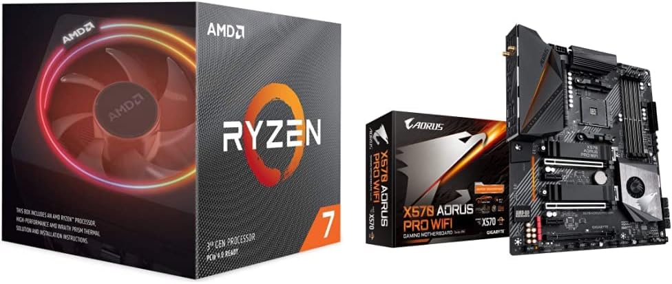 AMD Ryzen 7 3700X 8-Core, 16-Thread Unlocked Desktop Processor with Wraith Prism LED Cooler with X570 AORUS PRO WiFi Gaming Motherboard