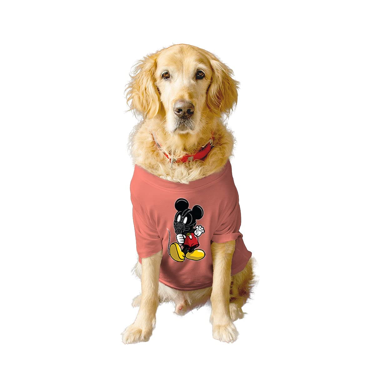 RuseRuse Basic Crew Neck Mouse Bane Printed Half Sleeves/Apparel/Clothes/T-Shirt Gift for Dogs.Colour-Salmon/X-Large (Saint Bernard, Great Dane etc.)