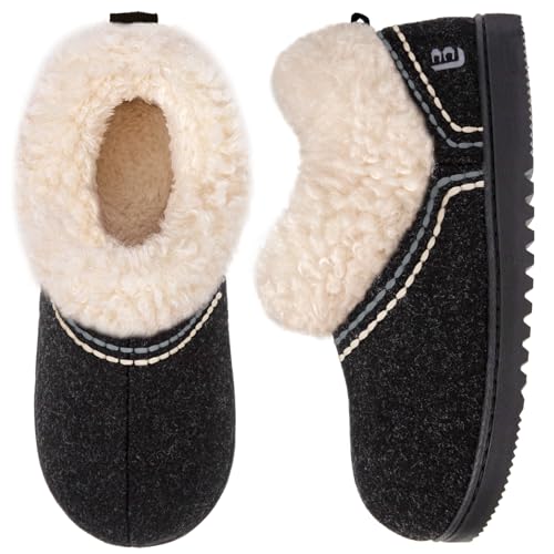 LongBay Women's Cozy Bootie Slippers Memory Foam Warm House Shoes with Fluffy Collar Non-Slip Indoor Outdoor
