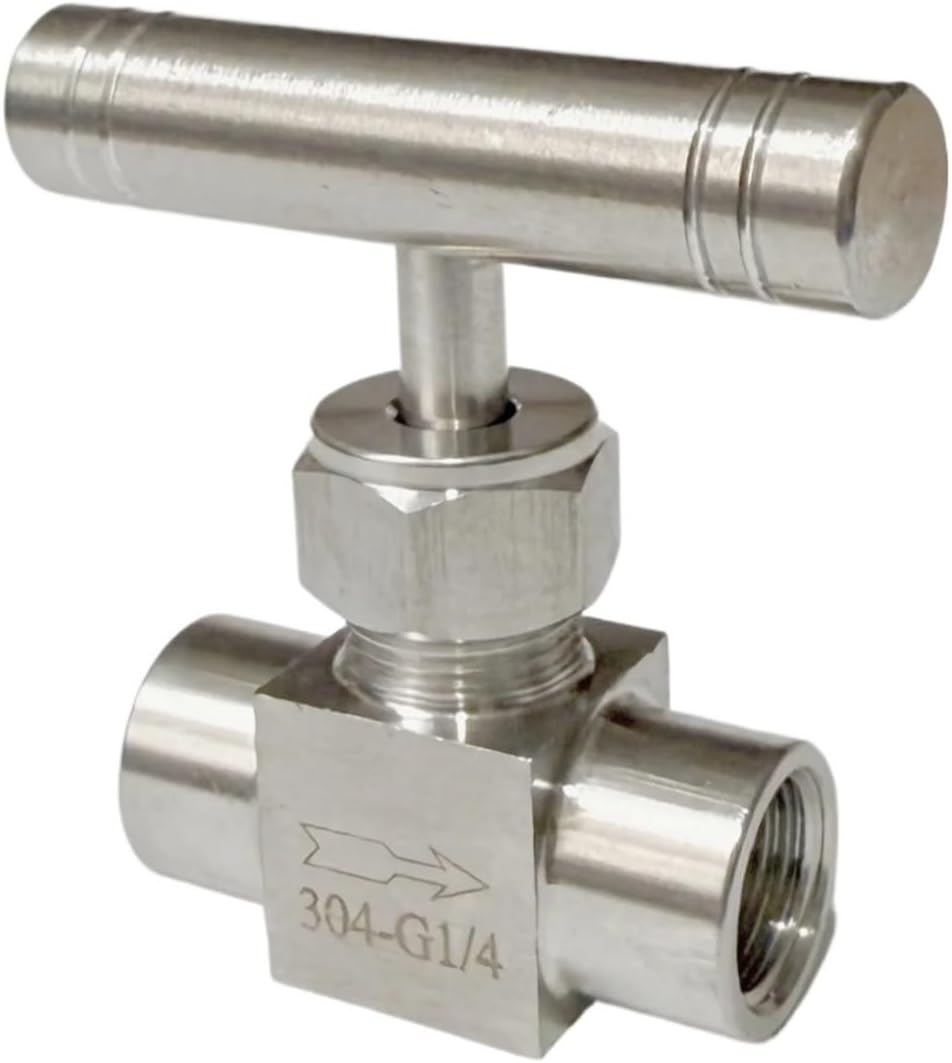 1/8インチ BSPP メスネジ 304 ステンレススチール ストレートニードルバルブ 流量制御バルブ