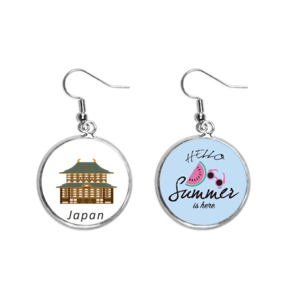 Pendientes de sandía con diseño geométrico de templo japonés tradicional y ligero 5