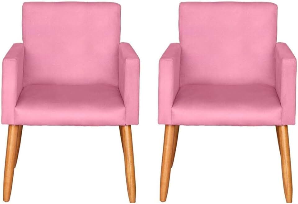 Kit 2 Poltronas Cadeira Decorativa para Sala de estar Cadeiras para Recepção Manicure Escritório Sala De Espera (ROSA)