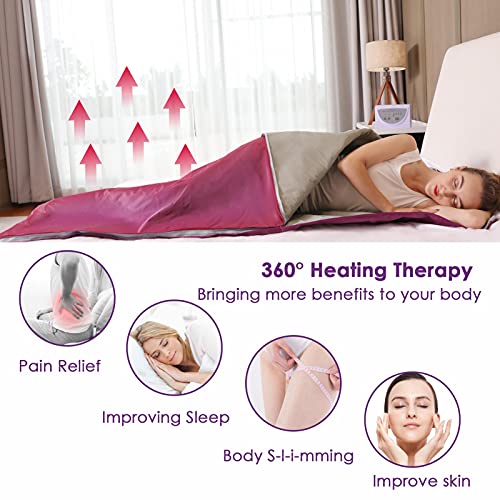 Far Infrared Sauna Blanket with Remote Control for Exercise Recovery Heating Detox 2-Zone Double Zipper Digital Control Portable Infrared Sauna Blanket for Home Relaxation Beauty Salon - Image 5