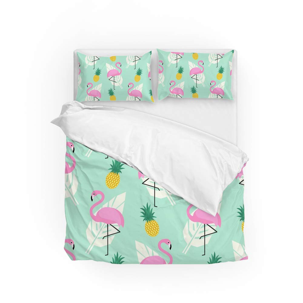 Parure de lit flamant rose polyester doux ensemble de draps lit double