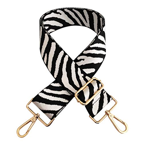 Beacone Wide Zebra Pattern Purse Bag Strap Replacement Adjustable Crossbody Handbag Purse Strap Handbag Strap Extender (White)