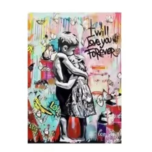 Affiche Pop Street Graffiti I Will Love You Forever toile encadrée salon 40x60 cm