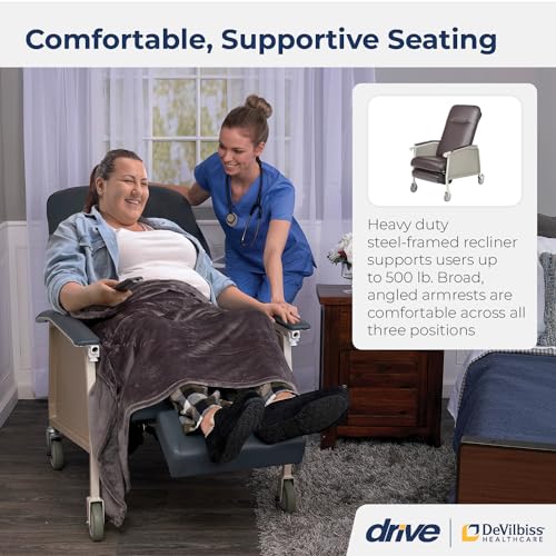 Image of Drive Medical Bariatric Geri Chair Recliner, Chocolate, Extra Wide | 3 Position Heavy-Duty Reclining Clinical Chair Features Armrests and Tray for Added Comfort and Support in an Extra Wide Seat