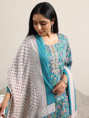 Image of Libas Printed Cotton Straight Kurta With Salwar and Dupatta | daily wear suit