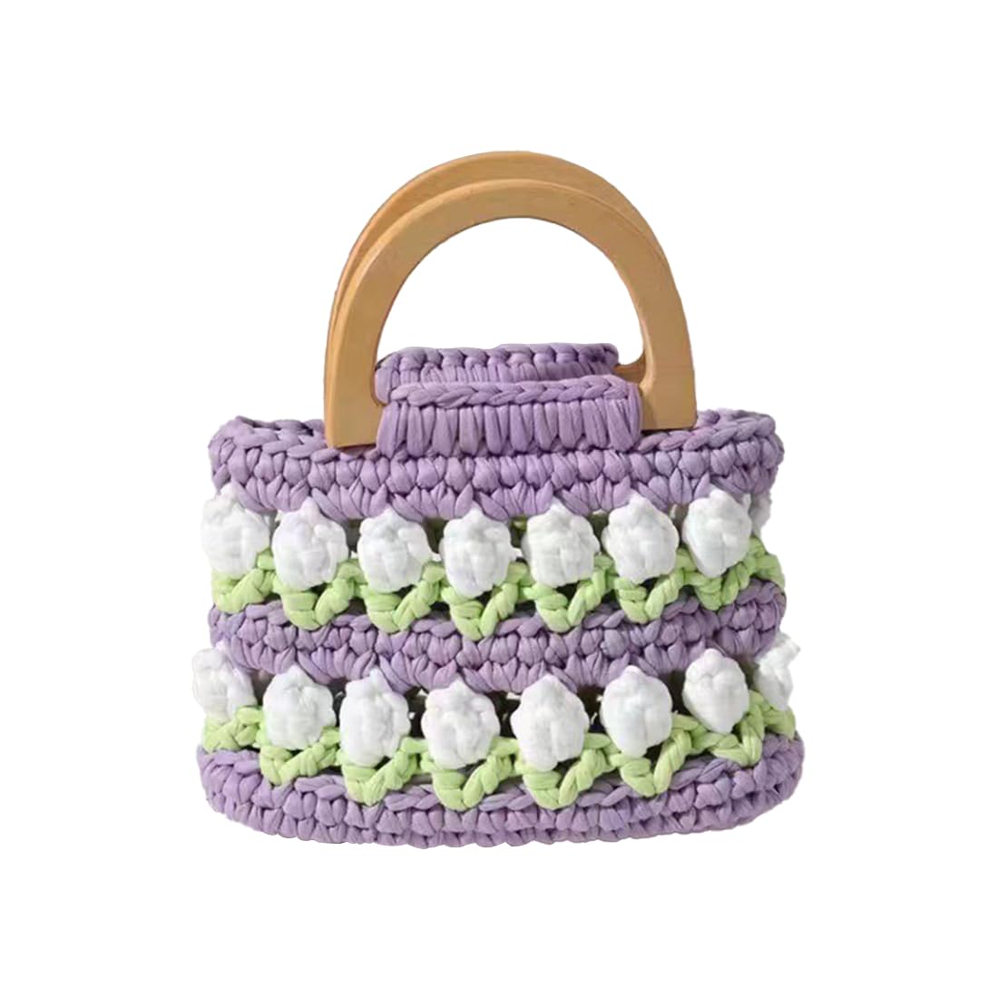 ConsoleXpress 2025 Upgraded Crochet Kit for Beginners with Step by Step Video Guides, DIY Lavender Crochet Bag with Wooden Handle Knitting Kit,