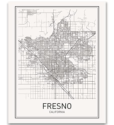Fresno Poster Map of Fresno Map City Map Posters Modern Map Art City Prints Fresno Art Minimal Print California Wall Art City Poster City Map Wall Art Minimalist Posters 8x10