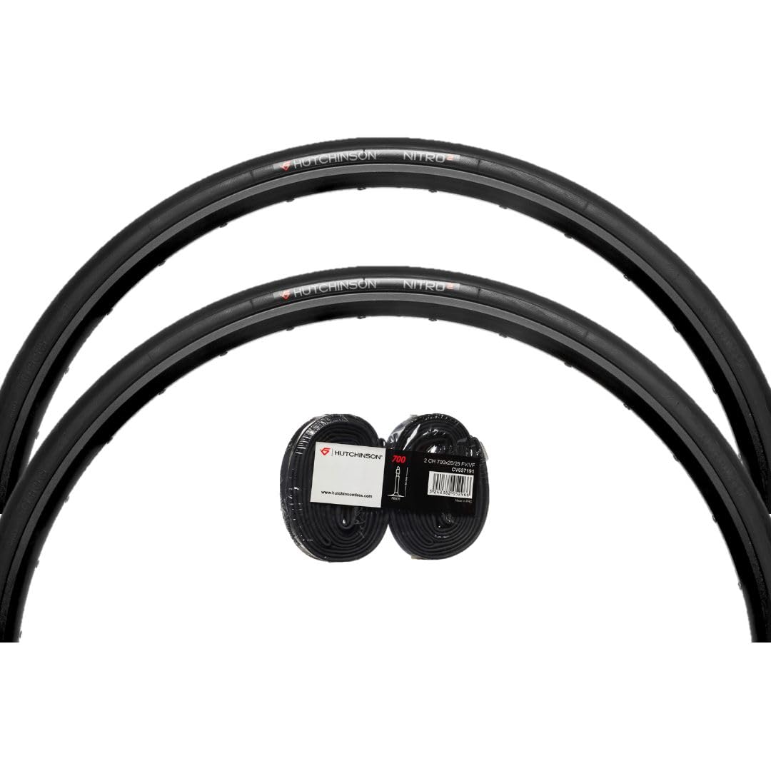 Hutchinson Lot de 2 pneus + 2 Chambre à air Route Nitro 2 700 x 25 Tringle Souple, Noir
