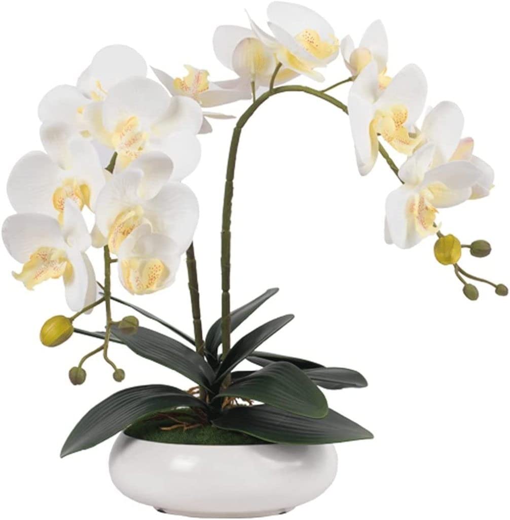 IUokLU Artificial Phalaenopsis Flowers,Fake Orchids Artificial Flowers Plants Decor Artificial FlowerWhite Orchid Plants Artificial Bonsai for Table Centerpiece