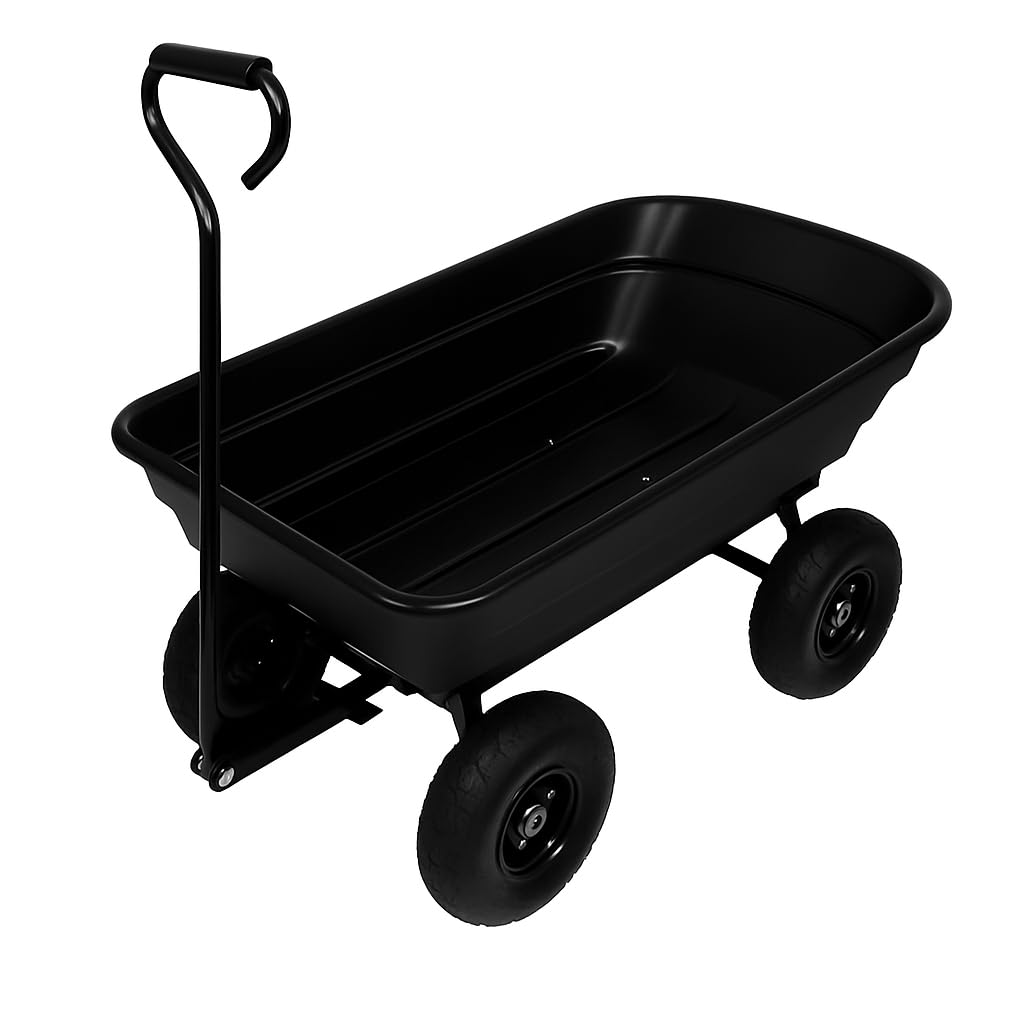 Transportwagen Handwagen Traglast 75 L /200Kg kippbar Gartenwagen für Werkzeug schwarz Bollerwagen Wagen Kippwagen