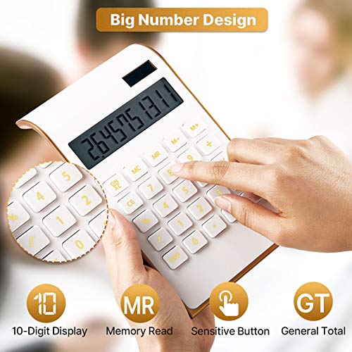 2 Pieces Office Home Calculator Slim Calculator Cute Calculator Solar Power Calculator Desk Calculator Tilted Lcd Display For Business Office School Supplies, 10 Digits #TOP3