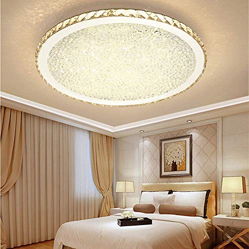 Plafonnier LED cristal Hertl rond éclairage chaud anti éblouissement chambre