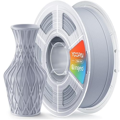 Image of PLA+ Matte Filament 1.75mm, Soft Matte Finish, Reduced Layer Lines, 1KG (2.2lbs) 3D Printer PLA Filament, Dimensional Accuracy + /- 0.02 mm, Ash Grey