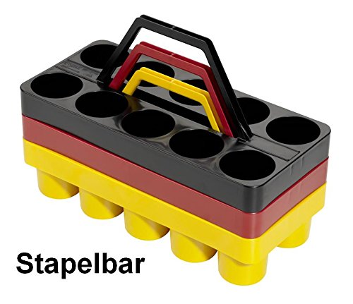 Gläserträger weiß aus Kunststoff, 10 Gläser konisch 0,2-0,4ltr., Flaschen 0,33ltr.