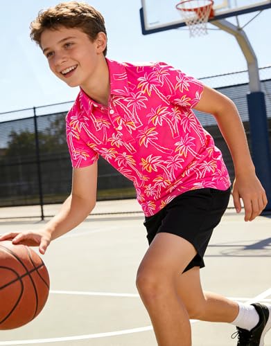 Cuddomper Boys Hawaiian Polo Golf Shirt Fashion Palm Clothes 7-8 Years - image 3