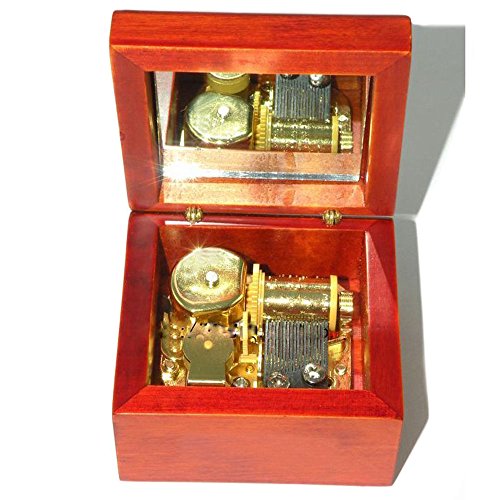 Wind-Up Wooden Music Box with Gold-plating Movement in,Moon River,Rosewood
