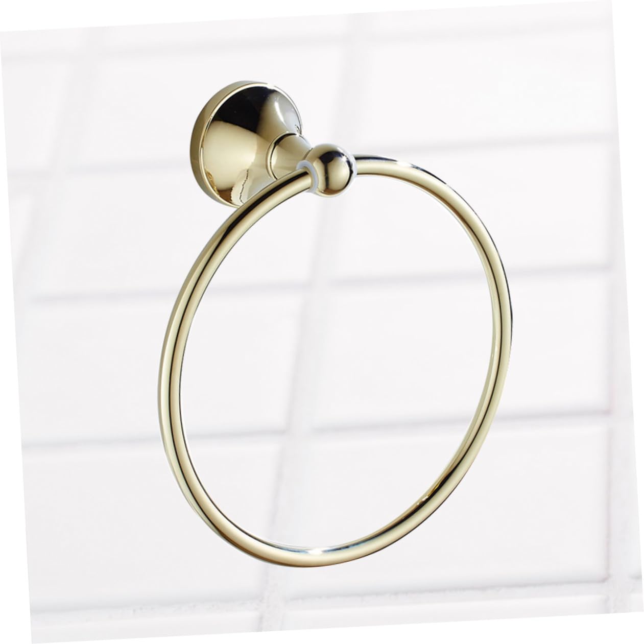 Anello Porta Asciugamano Rotondo in Ottone Placcato Oro | Finitura Anticata Spazzolata, per Casa e Scuola, Stile Elegante e Semplice
