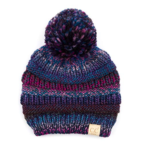 C.C Multi Color Knit Children Beanie Skull Kids Hat with Pom3